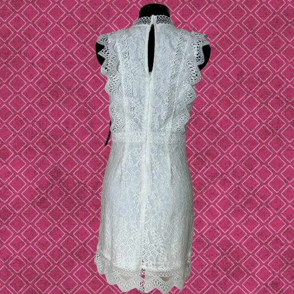 NWT Lulu's High-Neck White Lace Tank Mini Dress - Picture 4 of 11